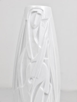 Cuno Fischer Rosenthal Studio-Linie White Relief Op Art Porcelain Vase, 1960s