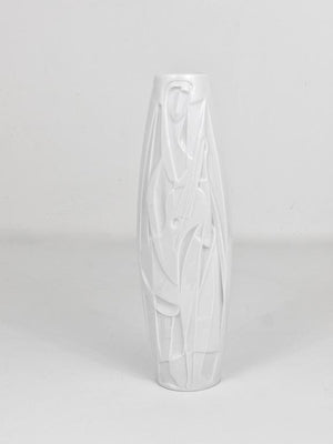 Cuno Fischer Rosenthal Studio-Linie White Relief Op Art Porcelain Vase, 1960s