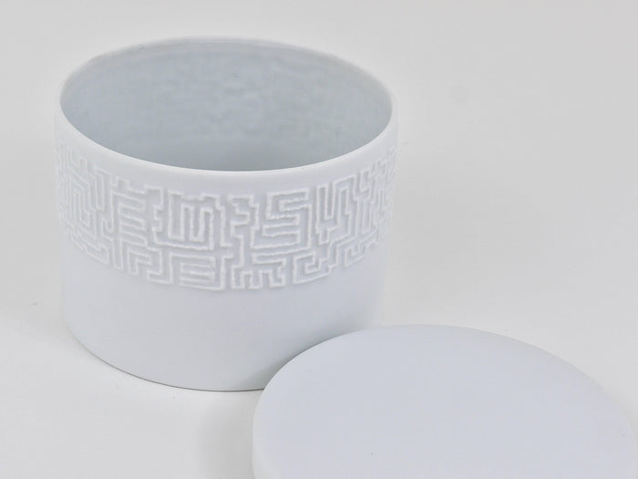 Cuno Fischer Rosenthal Studio-Linie White Relief Op Art Bowl with Lid, 1960s