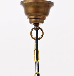 Lampada a sospensione a lanterna nello stile di Fontana Arte, ottone e vetro sfaccettato, Italia, anni 1940