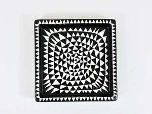 Stig Lindberg Black White Domino Ceramic Plate, Vide-poche, Gustavsberg, 1950s