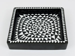 Stig Lindberg Black White Domino Ceramic Plate, Vide-poche, Gustavsberg, 1950s