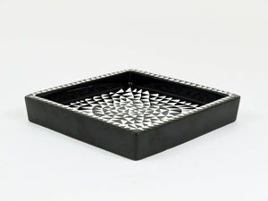 Stig Lindberg Black White Domino Ceramic Plate, Vide-poche, Gustavsberg, 1950s