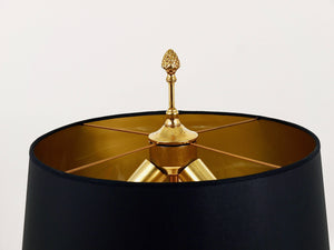 Hollywood Regency Tischlampe „Ananasblatt“ aus vergoldetem Messing und Glas, Frankreich, 1970er-Jahre