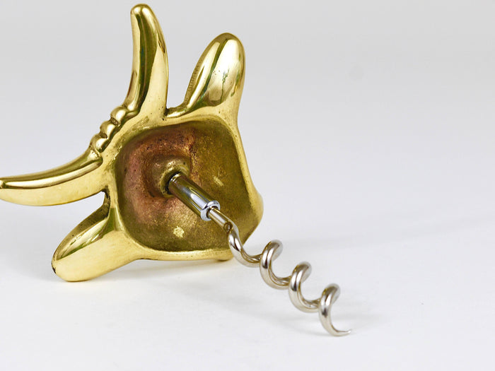 Walter Bosse Cow Brass Cork Screw Bottle Opener, Herta Baller, Austria, 1950s
