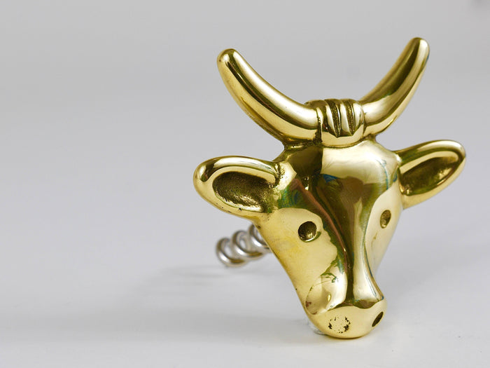 Walter Bosse Cow Brass Cork Screw Bottle Opener, Herta Baller, Austria, 1950s