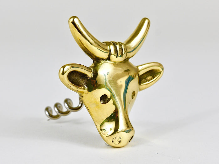 Walter Bosse Cow Brass Cork Screw Bottle Opener, Herta Baller, Austria, 1950s