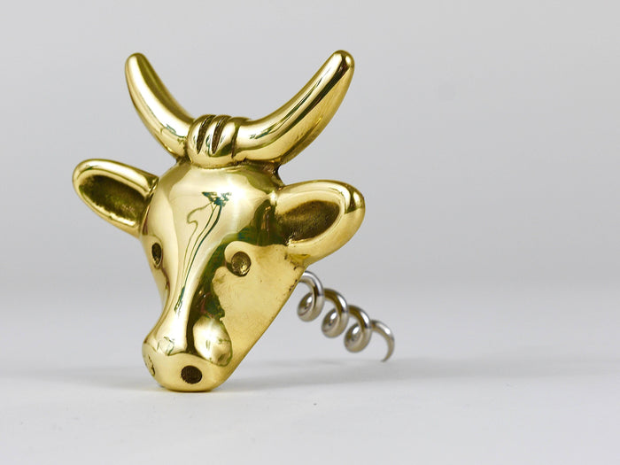 Walter Bosse Cow Brass Cork Screw Bottle Opener, Herta Baller, Austria, 1950s