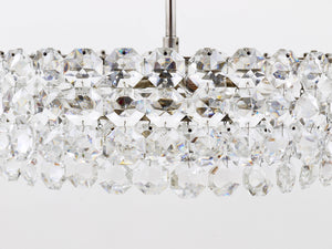Bakalowits Large Nickel & Glass Chandelier with Diamond-Shaped Crystals, 1960s