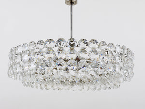 Bakalowits Large Nickel & Glass Chandelier with Diamond-Shaped Crystals, 1960s