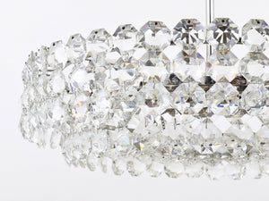 Bakalowits Large Nickel & Glass Chandelier with Diamond-Shaped Crystals, 1960s