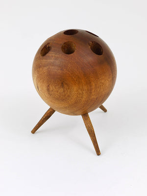 Carl Aubock、ボールトライポッド キャンドルホルダー、ウォールナット、オーストリア、1950年代