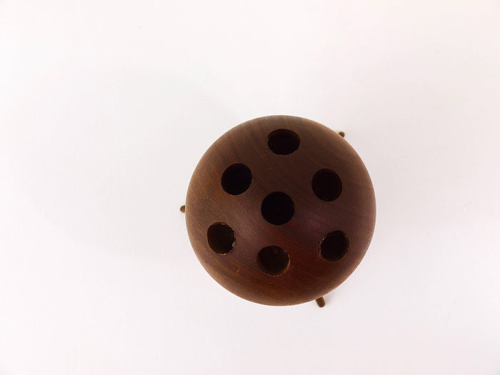 Carl Aubock Ball Tripod Candlestick Walnut Candle Holder, Austria, 1950s