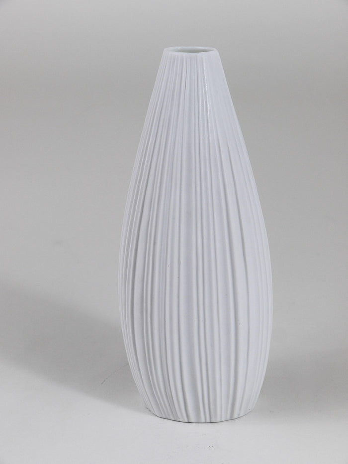 Rosenthal White Relief Striped Porcelain Vase by Martin Freyer, Germany, 1960s