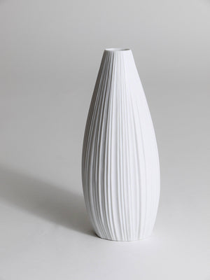 Rosenthal White Relief Striped Porcelain Vase by Martin Freyer, Germany, 1960s