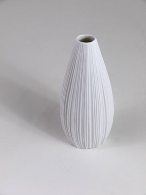 Rosenthal White Relief Striped Porcelain Vase by Martin Freyer, Germany, 1960s