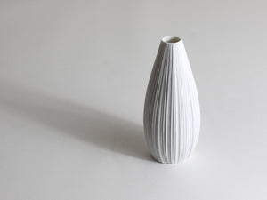 Rosenthal White Relief Striped Porcelain Vase by Martin Freyer, Germany, 1960s