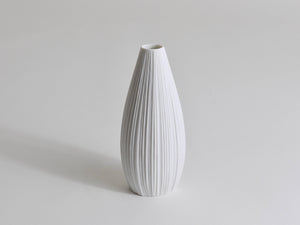 Rosenthal White Relief Striped Porcelain Vase by Martin Freyer, Germany, 1960s