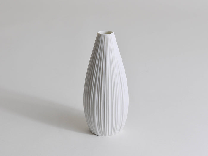 Rosenthal White Relief Striped Porcelain Vase by Martin Freyer, Germany, 1960s