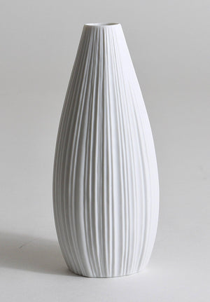 Rosenthal White Relief Striped Porcelain Vase by Martin Freyer, Germany, 1960s