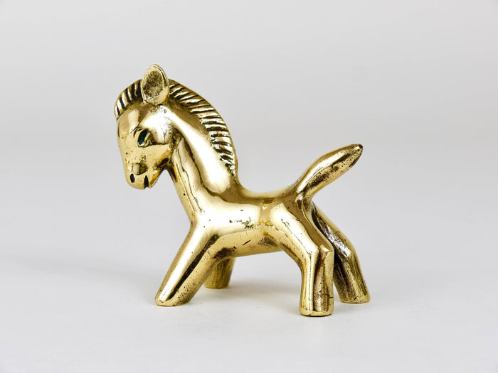 Walter Bosse Midcentury Brass Horse Figurine, Herta Baller, Austria, 1950s