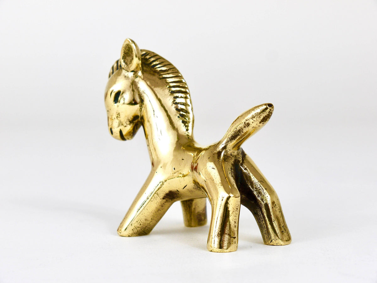 Statuetta di cavallo in ottone Walter Bosse Mid-Century, Herta Baller, Austria, anni 1950
