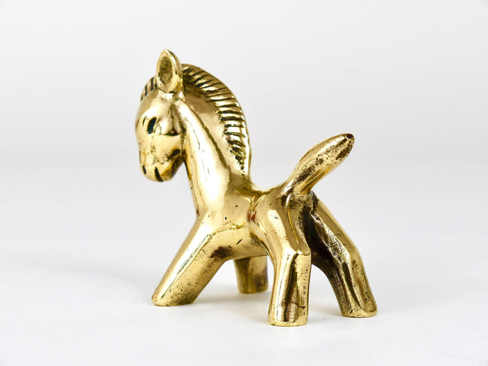 Walter Bosse Midcentury Brass Horse Figurine, Herta Baller, Austria, 1950s