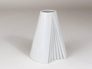 Ambrogio Pozzi Rosenthal White Geometric Op Art Porcelain Vase, Germany, 1980s