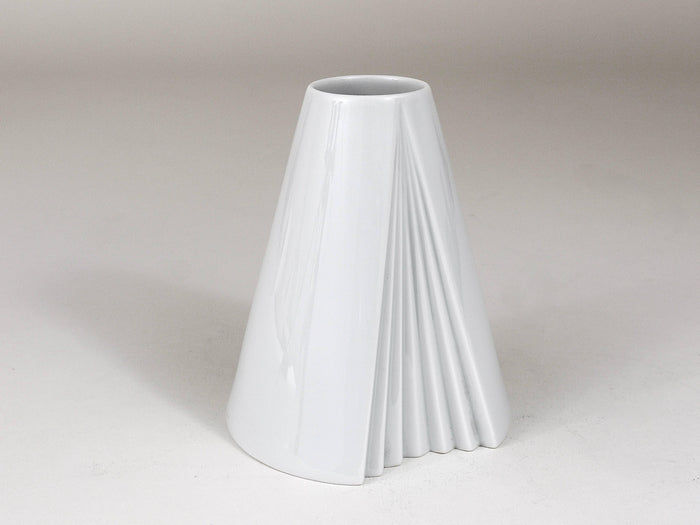 Ambrogio Pozzi Rosenthal White Geometric Op Art Porcelain Vase, Germany, 1980s