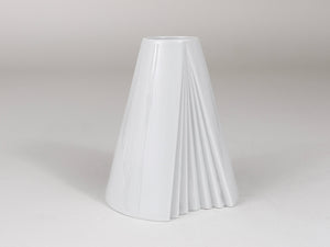 Ambrogio Pozzi Rosenthal White Geometric Op Art Porcelain Vase, Germany, 1980s