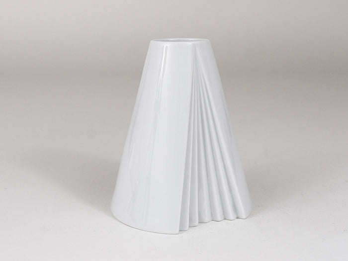 Ambrogio Pozzi Rosenthal White Geometric Op Art Porcelain Vase, Germany, 1980s