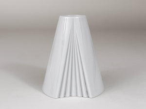 Ambrogio Pozzi Rosenthal White Geometric Op Art Porcelain Vase, Germany, 1980s