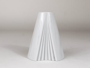 Ambrogio Pozzi Rosenthal White Geometric Op Art Porcelain Vase, Germany, 1980s