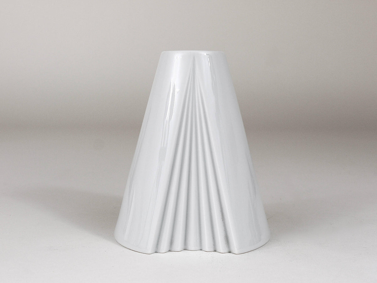 Jarrón de porcelana Ambrogio Pozzi Rosenthal, geométrico Op Art blanco, Alemania, años 80