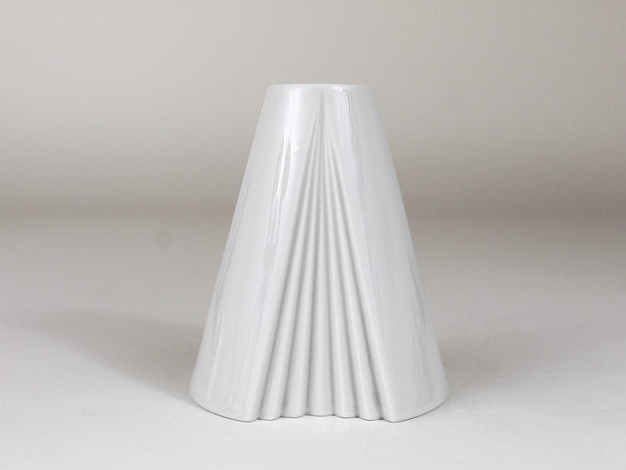 Ambrogio Pozzi Rosenthal White Geometric Op Art Porcelain Vase, Germany, 1980s