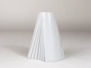 Ambrogio Pozzi Rosenthal White Geometric Op Art Porcelain Vase, Germany, 1980s