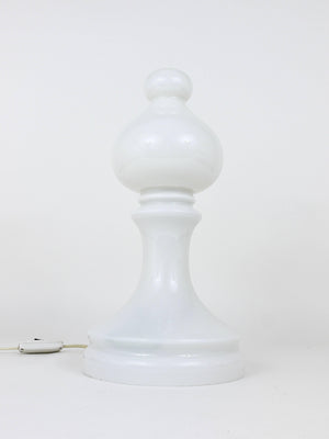 White Ivan Jakes Bishop Chess Lamp, Made of White Glass, Czechoslovakia, 1970s