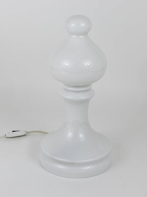 White Ivan Jakes Bishop Chess Lamp, Made of White Glass, Czechoslovakia, 1970s