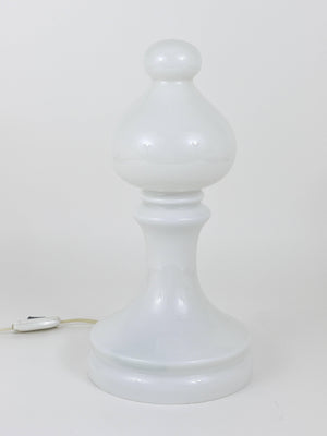 White Ivan Jakes Bishop Chess Lamp, Made of White Glass, Czechoslovakia, 1970s