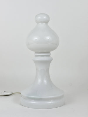 White Ivan Jakes Bishop Chess Lamp, Made of White Glass, Czechoslovakia, 1970s