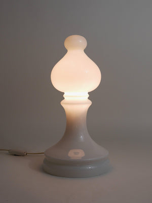 White Ivan Jakes Bishop Chess Lamp, Made of White Glass, Czechoslovakia, 1970s