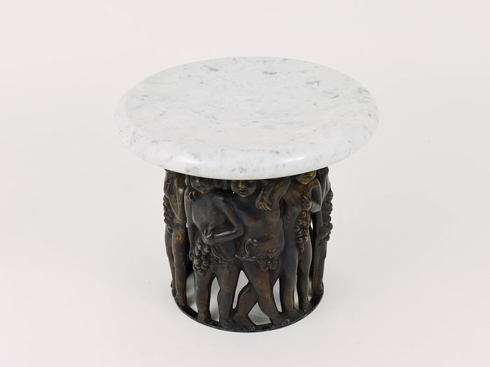 Gustav Gurschner (attr.) Art Nouveau Bacchus Putto Centerpiece Bronze Marble