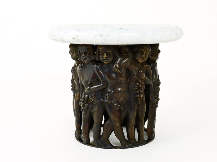 Gustav Gurschner (attr.) Art Nouveau Bacchus Putto Centerpiece Bronze Marble