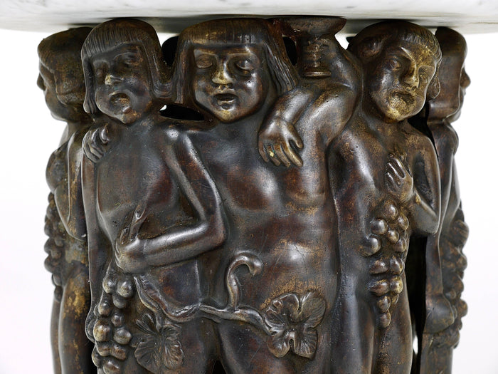 Gustav Gurschner (attr.) Art Nouveau Bacchus Putto Centerpiece Bronze Marble