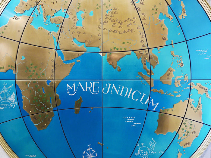 Two Impressive Huge Midcentury World Map Wall Globes, 95" Diameter, 1950s