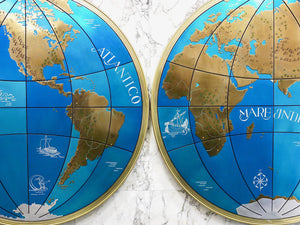 Two Impressive Huge Midcentury World Map Wall Globes, 95" Diameter, 1950s