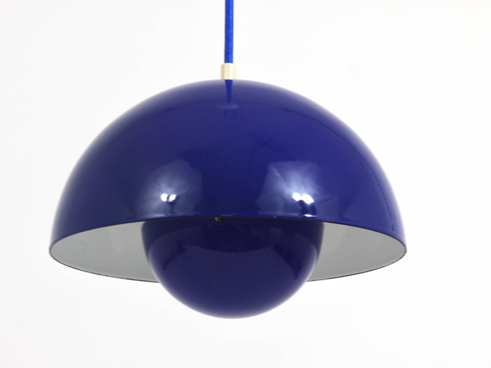 Blue Verner Panton Flowerpot Enameled Pendant Lamp, Louis Poulsen, Denmark, 1969