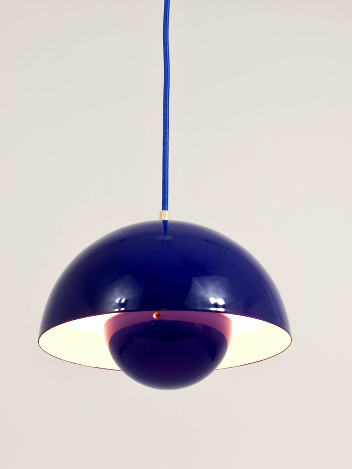 Blue Verner Panton Flowerpot Enameled Pendant Lamp, Louis Poulsen, Denmark, 1969