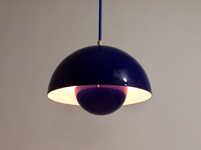 Blue Verner Panton Flowerpot Enameled Pendant Lamp, Louis Poulsen, Denmark, 1969