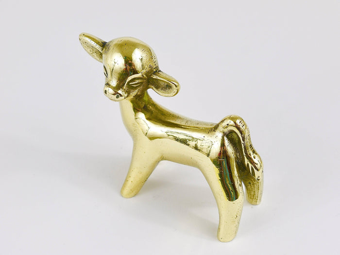 Walter Bosse Midcentury Baby Cow Brass Figurine, Herta Baller, Austria, 1950s